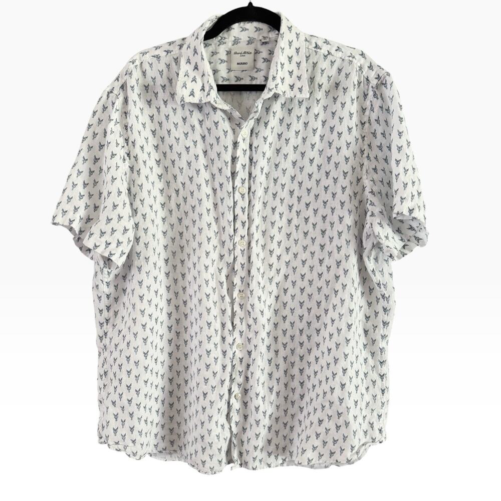 Baird Mcnutt Murano White Button Front Linen Shirt Short Sleeve Size XL